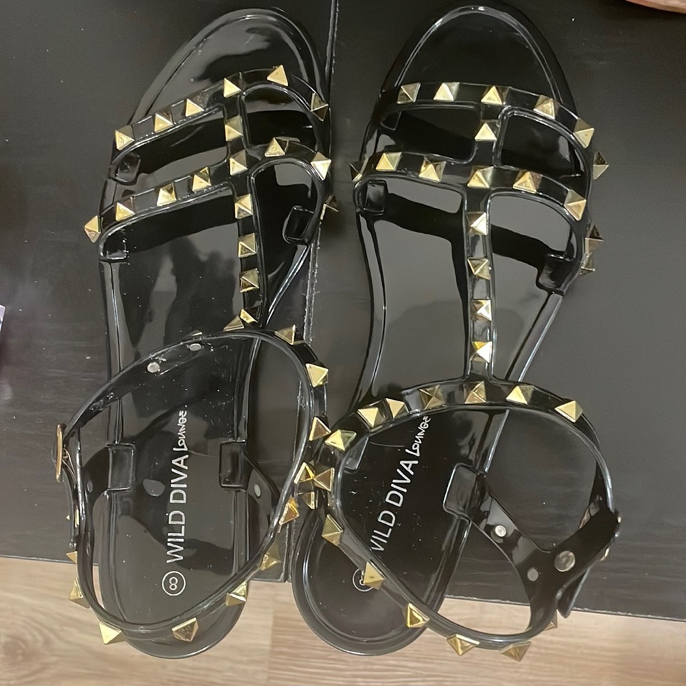 Black “Gold Stone” Sandals